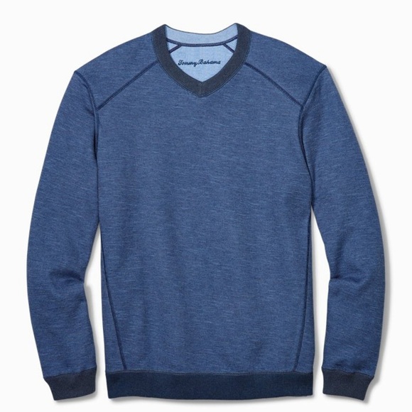 Tommy Bahama Reversible Sweatshirt Men’s Blue & Charcoal Gray Contrast Stitch - Picture 1 of 16